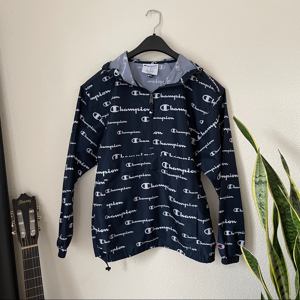 Navy Champion Half Zip Windbreaker